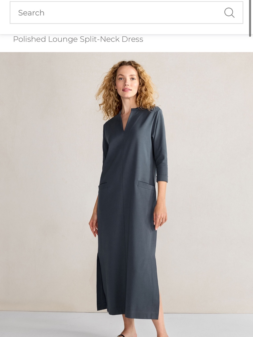 NWT Haven Well Within Polished Lounge Split Neck Maxi Dress Gray M